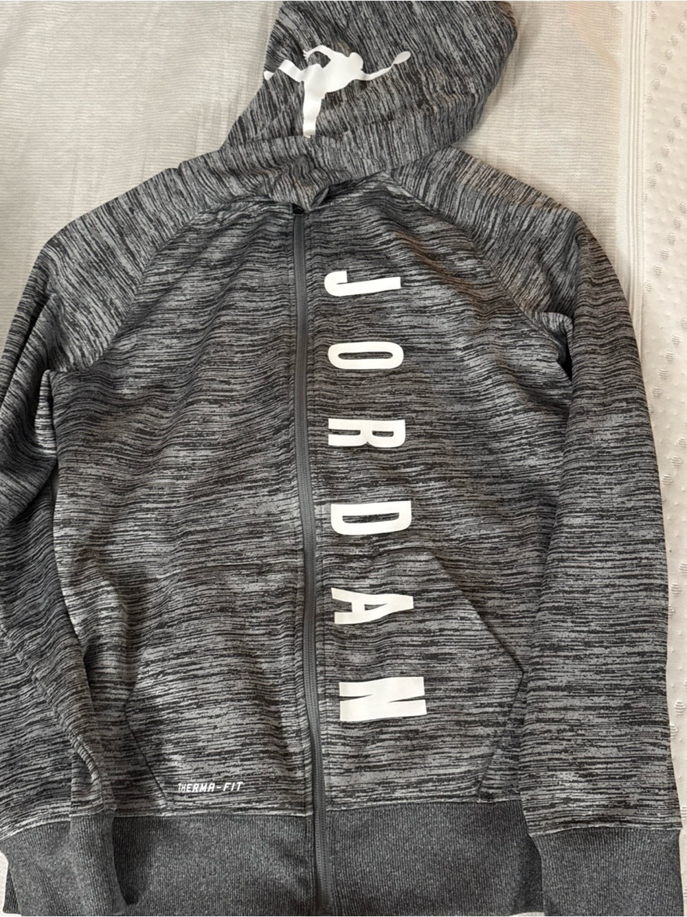 Jordan Grey Marled Full-Zip Hoodie THERMA fit